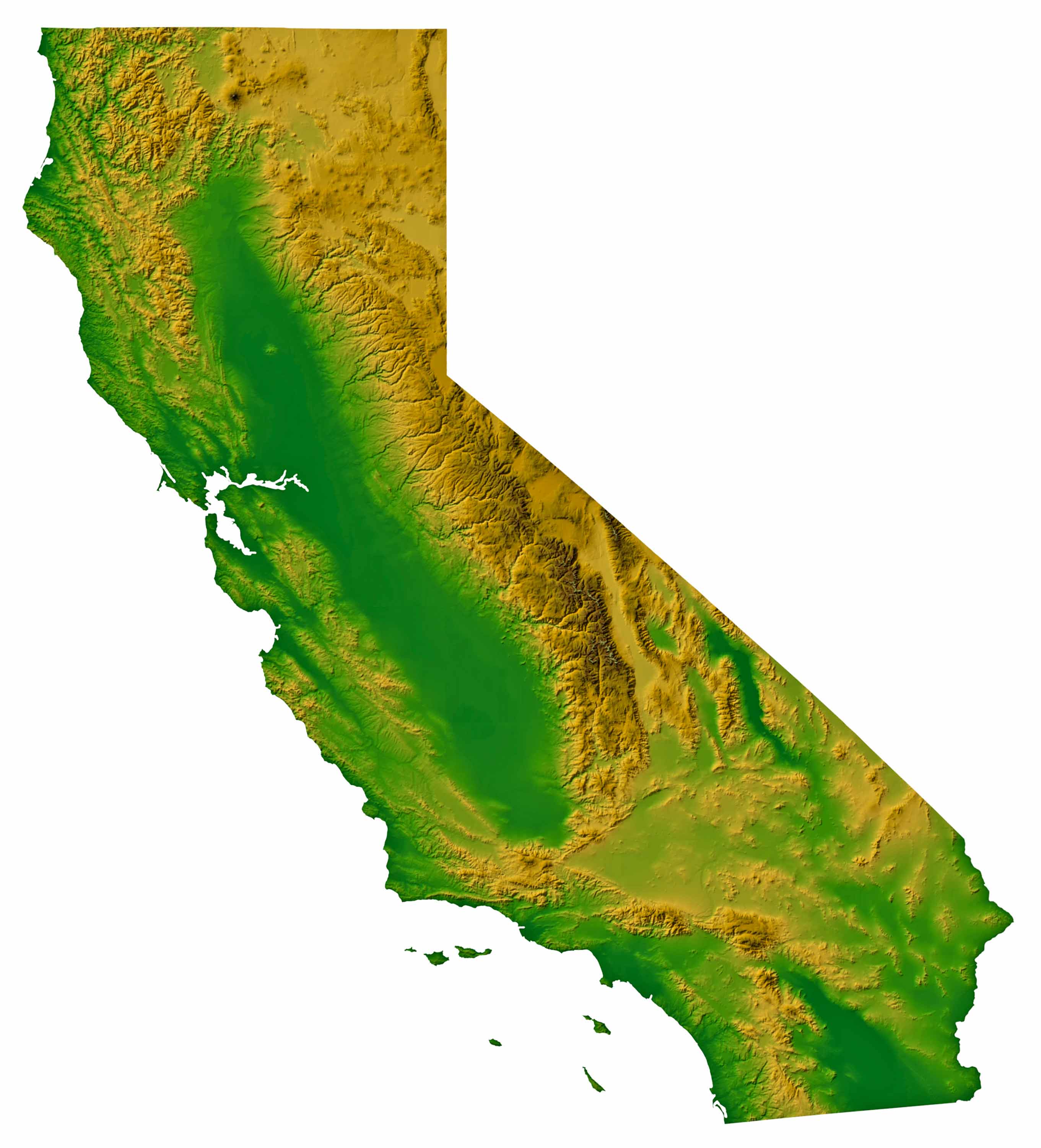 Topographische Karte von Kalifornien